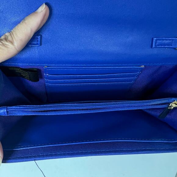 Crossbody Purse Dark Blue/Purple Faux Leather Safe Keeper with Gold Accents - Picture 4 of 12